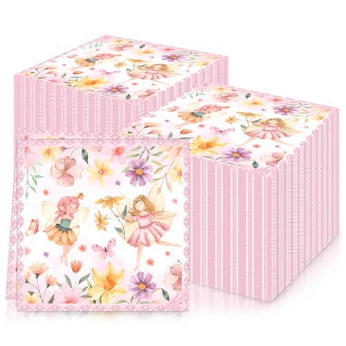 Papierservietten, Blumenfee, Papierservietten, Cocktail-Servietten, Dinner-Servietten, weiche Papierservietten, Geschirr für Mädchen, Geburtstagsparty-Dekorationen, 20 Stück Papierservietten, Blumenfee, Papierservietten, Cocktail-Servietten, Dinner-Servietten, weiche Papierservietten, Geschirr für Mädchen, Geburtstagsparty-Dekorationen, 20 Stück von mciskin