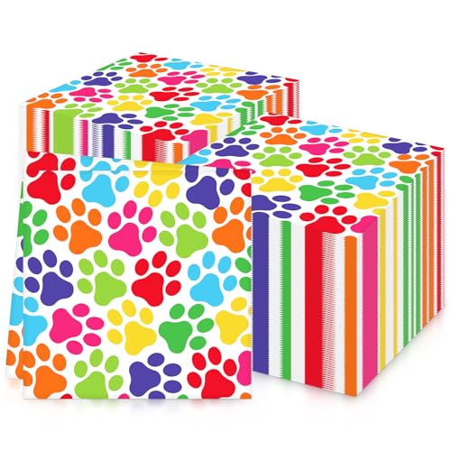 Papierservietten mit Hundepfotenmotiv, bunte Servietten, Cocktail-Servietten, Dinner-Servietten, weiche Party-Papierservietten, Geschirr für Haustiere, Geburtstagsparty, Hawaii-Dekorationen, 20 Stück Papierservietten mit Hundepfotenmotiv, bunte Servietten, Cocktail-Servietten, Dinner-Servietten, weiche Party-Papierservietten, Geschirr für Haustiere, Geburtstagsparty, Hawaii-Dekorationen, 20 Stück von mciskin