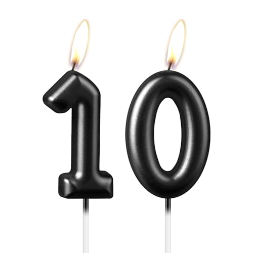 Pearl Black Number 10 Kerze, Schöne Party Cake Topper Funkelnde Schwarze Geburtstagstorte Dekoration für Frauen und Männer Pearl Black Number 10 Kerze, Schöne Party Cake Topper Funkelnde Schwarze Geburtstagstorte Dekoration für Frauen und Männer von mciskin