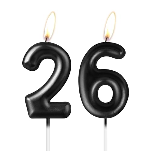 Pearl Black Number 26 Kerze, Schöne Party Cake Topper Funkelnde Schwarze Geburtstagstorte Dekoration für Frauen und Männer Pearl Black Number 26 Kerze, Schöne Party Cake Topper Funkelnde Schwarze Geburtstagstorte Dekoration für Frauen und Männer von mciskin