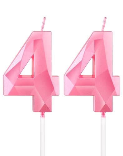 Perle rosa Kerzen zum 44th Geburtstag, 3D rosa Zahl 44 Kerze für Kuchen, Frauen Männer 44th Geburtstag Dekorationen, rosa Kuchendekorationen, rosa Kerze Kuchen für Geburtstagsfeier Hochzeitstag Perle rosa Kerzen zum 44th Geburtstag, 3D rosa Zahl 44 Kerze für Kuchen, Frauen Männer 44th Geburtstag Dekorationen, rosa Kuchendekorationen, rosa Kerze Kuchen für Geburtstagsfeier Hochzeitstag von mciskin