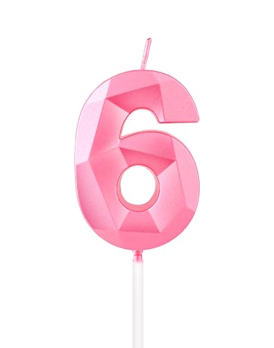 Perle rosa Kerzen zum 6th Geburtstag, 3D rosa Zahl 6 Kerze für Kuchen, Junge Mädchen 6th Geburtstag Dekorationen, rosa Kuchendekoratione, rosa Kerze Kuchen Topper für Geburtstagsfeier Hochzeitstag Perle rosa Kerzen zum 6th Geburtstag, 3D rosa Zahl 6 Kerze für Kuchen, Junge Mädchen 6th Geburtstag Dekorationen, rosa Kuchendekoratione, rosa Kerze Kuchen Topper für Geburtstagsfeier Hochzeitstag von mciskin