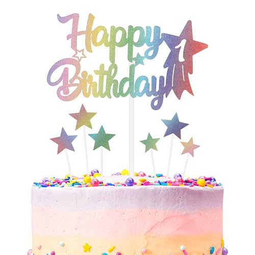Regenbogen Geburtstagskuchen Dekoration, Nummer 1 Regenbogen Kuchen Topper, jede Feiertag und Party Kuchen Farbe Dekoration, Geburtstagsfeier Dekoration für Jungen und Mädchen von mciskin