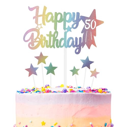 Regenbogen Geburtstagskuchen Dekoration, Nummer 50 Regenbogen Kuchen Topper, jede Feiertag und Party Kuchen Farbe Dekoration, Geburtstagsfeier Dekoration für Jungen und Mädchen Regenbogen Geburtstagskuchen Dekoration, Nummer 50 Regenbogen Kuchen Topper, jede Feiertag und Party Kuchen Farbe Dekoration, Geburtstagsfeier Dekoration für Jungen und Mädchen von mciskin