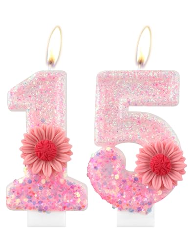 mciskin Rosa Gänseblümchen Geburtstagskerzen, 15. Geburtstag Party-Dekorationen, Geruchlos, Ungiftig mciskin Rosa Gänseblümchen Geburtstagskerzen, 15. Geburtstag Party-Dekorationen, Geruchlos, Ungiftig von mciskin