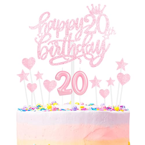 Rosa Geburtstagskerzen, Rosa Zahl 20 Kerzen für Kuchen, Rosa 20th Kuchen Toppers, Mädchen Jungen 20th Geburtstag Dekorationen, Rosa Kerzen Kuchen Toppers für Mädchen Jungen Geburtstagsparty Dekor Rosa Geburtstagskerzen, Rosa Zahl 20 Kerzen für Kuchen, Rosa 20th Kuchen Toppers, Mädchen Jungen 20th Geburtstag Dekorationen, Rosa Kerzen Kuchen Toppers für Mädchen Jungen Geburtstagsparty Dekor von mciskin