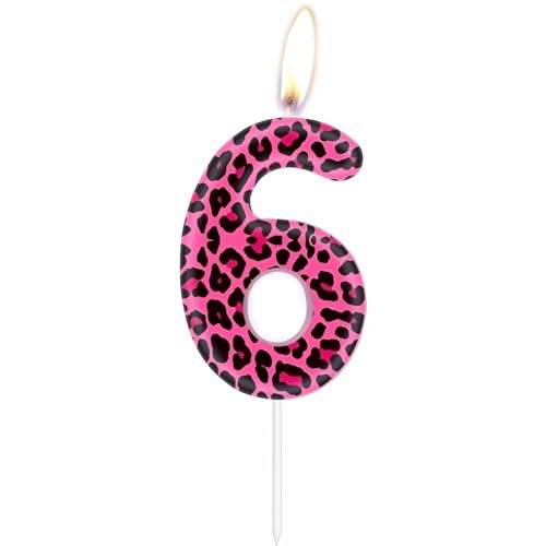 Rosa Leopard 6th Geburtstagskerzen, rosa Gepard Nummer 6 Kerzen für Kuchen, Mädchen 6th Geburtstag Dekor, Leoparden-Kuchendekorationen, Leoparden-Thema für Mädchen Frauen Gepard Geburtstag Party Dekor Rosa Leopard 6th Geburtstagskerzen, rosa Gepard Nummer 6 Kerzen für Kuchen, Mädchen 6th Geburtstag Dekor, Leoparden-Kuchendekorationen, Leoparden-Thema für Mädchen Frauen Gepard Geburtstag Party Dekor von mciskin