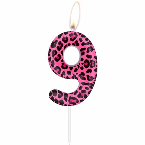 Rosa Leopard 9th Geburtstagskerzen, rosa Gepard Nummer 9 Kerzen für Kuchen, Mädchen 9th Geburtstag Dekor, Leoparden-Kuchendekorationen, Leoparden-Thema für Mädchen Frauen Gepard Geburtstag Party Dekor Rosa Leopard 9th Geburtstagskerzen, rosa Gepard Nummer 9 Kerzen für Kuchen, Mädchen 9th Geburtstag Dekor, Leoparden-Kuchendekorationen, Leoparden-Thema für Mädchen Frauen Gepard Geburtstag Party Dekor von mciskin