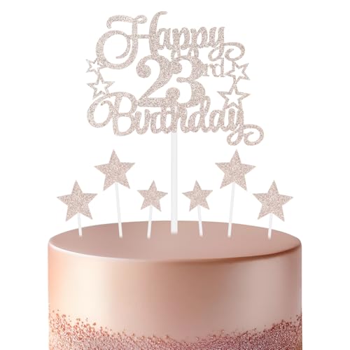 Roségoldener Geburtstagskuchenaufsatz, festliche und jede Party Nummer 23, Kuchendekoration, für Mann und Frau, Geburtstagsdekoration von mciskin