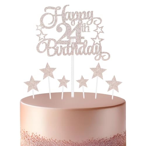 Roségoldener Geburtstagskuchenaufsatz, festliche und jede Party Nummer 24, Kuchendekoration, für Mann und Frau, Geburtstagsdekoration von mciskin