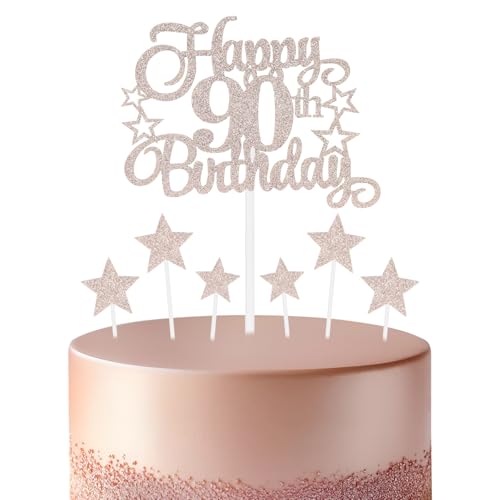 Roségoldener Geburtstagskuchenaufsatz, festliche und jede Party Nummer 90, Kuchendekoration, für Mann und Frau, Geburtstagsdekoration von mciskin