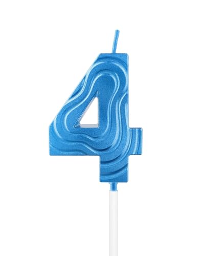 Saphirblaue Geburtstagskerze, tiefblaue Kuchenkerzen, Dekorationen für Abschlussfeier, Geburtstag, Jahrestag, Feier, Topper Supplies (Blau, 4) von mciskin