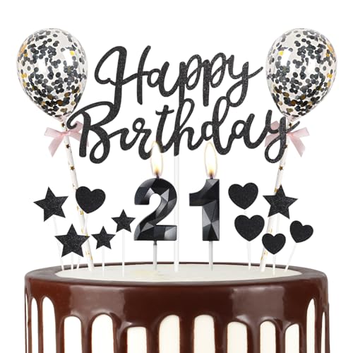 Schwarz 21st Geburtstag Kerze, Schwarz Alles Gute zum Geburtstag Kuchen Topper, Schwarz Ballons, Schwarz Zahl 21 Kerzen für Kuchen,Schwarz Kerzen Kuchen für Mädchen Jungen Frauen Geburtstag Party Schwarz 21st Geburtstag Kerze, Schwarz Alles Gute zum Geburtstag Kuchen Topper, Schwarz Ballons, Schwarz Zahl 21 Kerzen für Kuchen,Schwarz Kerzen Kuchen für Mädchen Jungen Frauen Geburtstag Party von mciskin