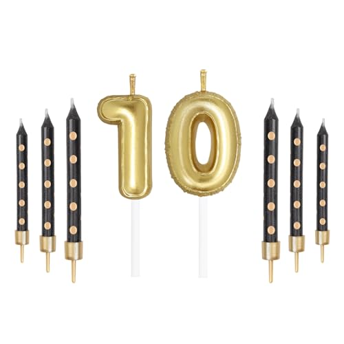 Schwarz Gold 10th Geburtstag Kerzen, Gold Zahl 10 Kerzen für Kuchen, Mädchen Jungen 10th Geburtstag Dekorationen, Schwarze Kerzen, Black Gold Kerzen Kuchen Topper für Geburtstag Party Dekor Hochzeit Schwarz Gold 10th Geburtstag Kerzen, Gold Zahl 10 Kerzen für Kuchen, Mädchen Jungen 10th Geburtstag Dekorationen, Schwarze Kerzen, Black Gold Kerzen Kuchen Topper für Geburtstag Party Dekor Hochzeit von mciskin