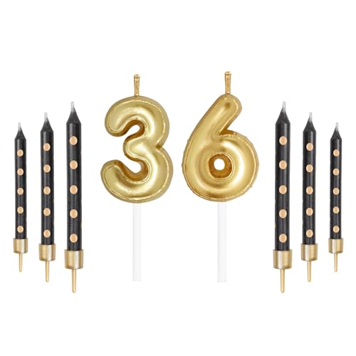 Schwarz Gold 36th Geburtstag Kerzen, Gold Zahl 36 Kerzen für Kuchen, Mädchen Jungen 36th Geburtstag Dekorationen, Schwarze Kerzen, Black Gold Kerzen Kuchen Topper für Geburtstag Party Dekor Hochzeit Schwarz Gold 36th Geburtstag Kerzen, Gold Zahl 36 Kerzen für Kuchen, Mädchen Jungen 36th Geburtstag Dekorationen, Schwarze Kerzen, Black Gold Kerzen Kuchen Topper für Geburtstag Party Dekor Hochzeit von mciskin