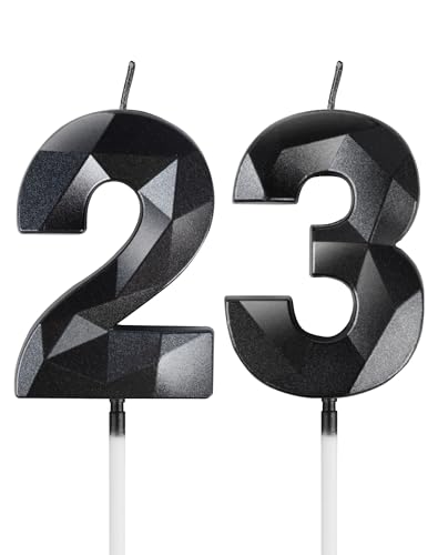 Schwarz Kerzen zum 23th Geburtstag, 3D Schwarz Zahl 23 Kerze für Kuchen, Junge Mädchen 23th Geburtstag Dekorationen, Schwarz Kuchendekorationen, Schwarz Kerze Kuchen für Geburtstagsfeier Hochzeitstag Schwarz Kerzen zum 23th Geburtstag, 3D Schwarz Zahl 23 Kerze für Kuchen, Junge Mädchen 23th Geburtstag Dekorationen, Schwarz Kuchendekorationen, Schwarz Kerze Kuchen für Geburtstagsfeier Hochzeitstag von mciskin