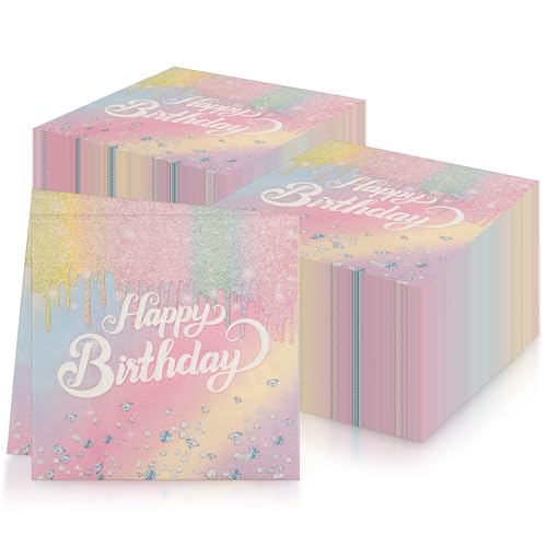 Servietten mit Farbverlauf, Motiv: Happy Birthday, Macaron-Papierservietten, weiche Recycling Cocktailservietten Dinner Servietten, bunte Happy Birthday Papierservietten Tischtücher für Mädchen Frauen Servietten mit Farbverlauf, Motiv: Happy Birthday, Macaron-Papierservietten, weiche Recycling Cocktailservietten Dinner Servietten, bunte Happy Birthday Papierservietten Tischtücher für Mädchen Frauen von mciskin