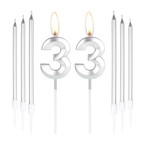 Silberne Kerzen zum 34. Geburtstag, Zahl 34 Kerzen mit 6 langen Kerzen, Party-Kerzen für Kuchen, silberne Kerzen, Kuchenaufsätze für Jungen, Mädchen, Männer, Frauen, 34. Geburtstag, Dekoration, Silberne Kerzen zum 34. Geburtstag, Zahl 34 Kerzen mit 6 langen Kerzen, Party-Kerzen für Kuchen, silberne Kerzen, Kuchenaufsätze für Jungen, Mädchen, Männer, Frauen, 34. Geburtstag, Dekoration, von mciskin