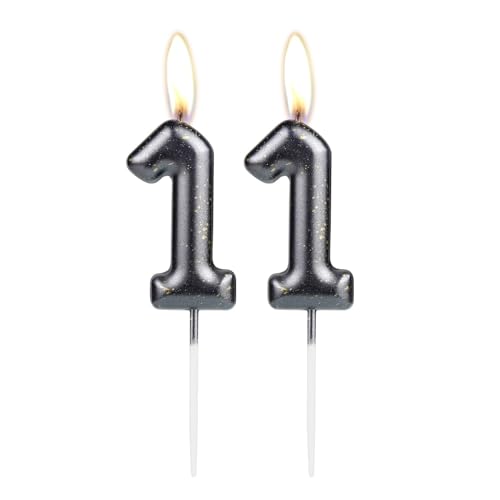 Sparkling Light Black 11st Birthday Number Candle, Black Number 11 Cake Candle, Birthday Cake Topper Cupcake Girl Boy, Wedding Anniversary Decoration Sparkling Light Black 11st Birthday Number Candle, Black Number 11 Cake Candle, Birthday Cake Topper Cupcake Girl Boy, Wedding Anniversary Decoration von mciskin