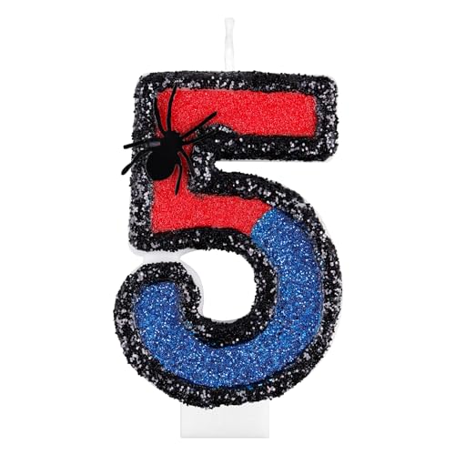 Spider-Man-Geburtstagskerzen mit der Zahl 5, Dekoration zum 5. Geburtstag, Spiderman-Thema, Geburtstagskerzen für Kuchen, Cupcakes, Superhelden, Kerzen für Kinder, Jungen, Mann, Party-Dekorationen von mciskin