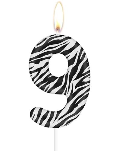 Zebra 9th Birthday Candles, Zebra Print Number 9 Candle, Zebra 9th Birthday Decorations, Jungle Animal Themed for Baby Girl Boy Birthday Party Decor Supplies, Animal Print Party Decorations Zebra 9th Birthday Candles, Zebra Print Number 9 Candle, Zebra 9th Birthday Decorations, Jungle Animal Themed for Baby Girl Boy Birthday Party Decor Supplies, Animal Print Party Decorations von mciskin