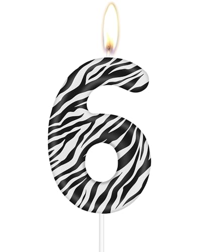 Zebra Geburtstagszahl Kerzen, Zebra 6 Geburtstagskerzen, Schwarze weiße Streifen Nummer 6 Kerze für Kuchen, Dschungel Tier Thema für Mädchen Jungen 6th Geburtstagsparty Dekorationen, Zebra zahl Kerzen Zebra Geburtstagszahl Kerzen, Zebra 6 Geburtstagskerzen, Schwarze weiße Streifen Nummer 6 Kerze für Kuchen, Dschungel Tier Thema für Mädchen Jungen 6th Geburtstagsparty Dekorationen, Zebra zahl Kerzen von mciskin