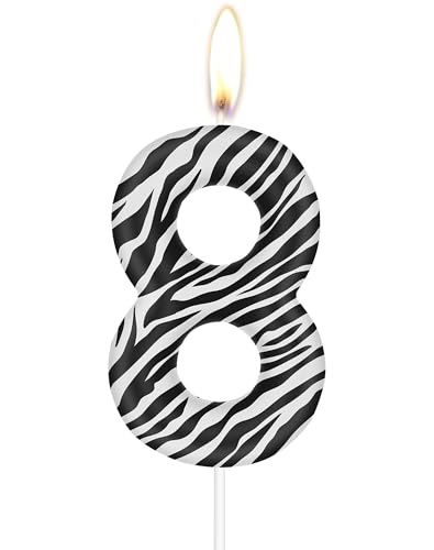 Zebra Geburtstagszahl Kerzen, Zebra 8 Geburtstagskerzen, Schwarze weiße Streifen Nummer 8 Kerze für Kuchen, Dschungel Tier Thema für Mädchen Jungen 8th Geburtstagsparty Dekorationen, Zebra zahl Kerzen Zebra Geburtstagszahl Kerzen, Zebra 8 Geburtstagskerzen, Schwarze weiße Streifen Nummer 8 Kerze für Kuchen, Dschungel Tier Thema für Mädchen Jungen 8th Geburtstagsparty Dekorationen, Zebra zahl Kerzen von mciskin