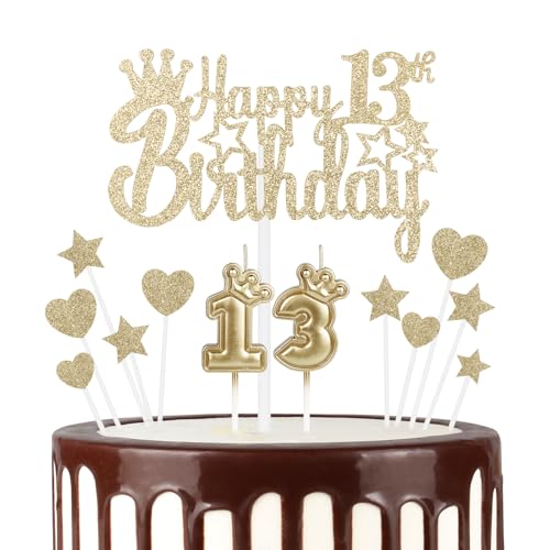 mciskin 13 Happy Birthday Kerzen Cake Toppers, Krone Nummer 13 Kerze für Kuchen, Mädchen 13 Geburtstag Deko, Kuchen Kerze Cake Topper für Frauen Geburtstagsfeier Hochzeit von mciskin