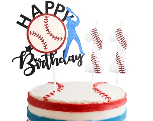 mciskin Baseball-Kerzen-Set zum 11. Geburtstag, weiße Zahl 11, Kerze für Kuchen, Jungen, Dekoration zum 11. Geburtstag, Baseball-Geburtstagsdekoration, Kuchendekoration für Jungen, Ballspiel mciskin Baseball-Kerzen-Set zum 11. Geburtstag, weiße Zahl 11, Kerze für Kuchen, Jungen, Dekoration zum 11. Geburtstag, Baseball-Geburtstagsdekoration, Kuchendekoration für Jungen, Ballspiel von mciskin