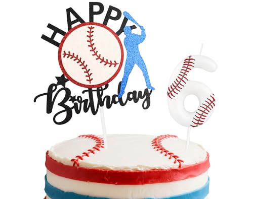 mciskin Baseball-Kerzen-Set zum 6. Geburtstag, weiße Zahl 6, Kerze für Kuchen, Jungen, Dekoration zum 6. Geburtstag, Baseball-Geburtstagsdekoration, Kuchendekoration für Jungen, Ballspiel mciskin Baseball-Kerzen-Set zum 6. Geburtstag, weiße Zahl 6, Kerze für Kuchen, Jungen, Dekoration zum 6. Geburtstag, Baseball-Geburtstagsdekoration, Kuchendekoration für Jungen, Ballspiel von mciskin