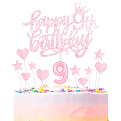 Rosa Geburtstagskerzen, Rosa Zahl 9 Kerzen für Kuchen, Rosa 9th Kuchen Toppers, Mädchen Jungen 9th Geburtstag Dekorationen, Rosa Kerzen Kuchen Toppers für Mädchen Jungen Geburtstagsparty Dekorationen Rosa Geburtstagskerzen, Rosa Zahl 9 Kerzen für Kuchen, Rosa 9th Kuchen Toppers, Mädchen Jungen 9th Geburtstag Dekorationen, Rosa Kerzen Kuchen Toppers für Mädchen Jungen Geburtstagsparty Dekorationen von mciskin