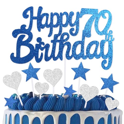 mciskin Kuchendekoration zum 70. Geburtstag, Dekoration für Jungen und Mädchen, königsblaue Kuchendekorationen, personalisierbare Cupcake-Topper mit Herz-Stern für Mädchen, Jungen, Frauen, Männer mciskin Kuchendekoration zum 70. Geburtstag, Dekoration für Jungen und Mädchen, königsblaue Kuchendekorationen, personalisierbare Cupcake-Topper mit Herz-Stern für Mädchen, Jungen, Frauen, Männer von mciskin