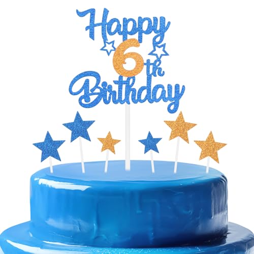 mciskin Partydekorationen zum 6. Geburtstag, königsblau, personalisierbar, glitzernd, orangefarben, Cupcake-Topper zum 6. Geburtstag, für Mädchen, Partyzubehör mciskin Partydekorationen zum 6. Geburtstag, königsblau, personalisierbar, glitzernd, orangefarben, Cupcake-Topper zum 6. Geburtstag, für Mädchen, Partyzubehör von mciskin