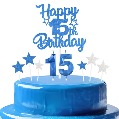 mciskin königsblau zum 15. Geburtstagskerzen Kuchentoppe Set, zum 15.Geburtstag Dekor für Jungen,Zahl 15 kerzen für Kuchen,königsblau Kuchentoppe mit Stern für Mädchen und Jungen Geburtstag Partei mciskin königsblau zum 15. Geburtstagskerzen Kuchentoppe Set, zum 15.Geburtstag Dekor für Jungen,Zahl 15 kerzen für Kuchen,königsblau Kuchentoppe mit Stern für Mädchen und Jungen Geburtstag Partei von mciskin