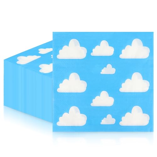 mciskin Wolken-Party-Tischdekoration, Papiertücher mit blauem Wolkenmotiv, geeignet für Kinderpartys, Spielzeug-Mottopartys von mciskin