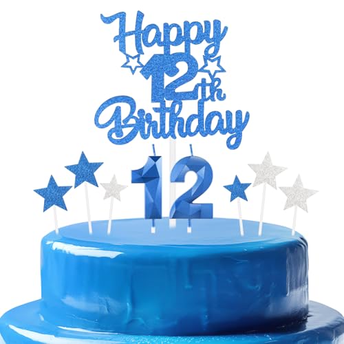 mciskin königsblau zum 12. Geburtstagskerzen Kuchentoppe Set, zum 12.Geburtstag Dekor für Jungen,Zahl 12 kerzen für Kuchen,königsblau Kuchentoppe mit Stern für Mädchen und Jungen Geburtstag Partei mciskin königsblau zum 12. Geburtstagskerzen Kuchentoppe Set, zum 12.Geburtstag Dekor für Jungen,Zahl 12 kerzen für Kuchen,königsblau Kuchentoppe mit Stern für Mädchen und Jungen Geburtstag Partei von mciskin