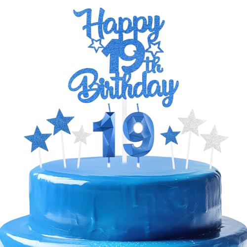 mciskin königsblau zum 19. Geburtstagskerzen Kuchentoppe Set, zum 19.Geburtstag Dekor für Jungen,Zahl 19 kerzen für Kuchen,königsblau Kuchentoppe mit Stern für Mädchen und Jungen Geburtstag Partei mciskin königsblau zum 19. Geburtstagskerzen Kuchentoppe Set, zum 19.Geburtstag Dekor für Jungen,Zahl 19 kerzen für Kuchen,königsblau Kuchentoppe mit Stern für Mädchen und Jungen Geburtstag Partei von mciskin