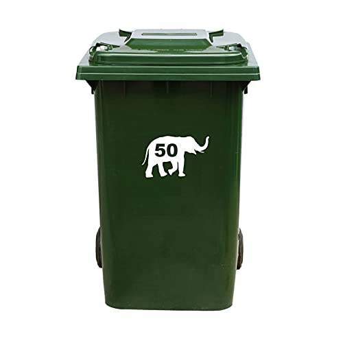 Kliko Aufkleber / Müllkasten Aufkleber - Elefant - Nummer 50 - 14x23 - Weiß von mcliving