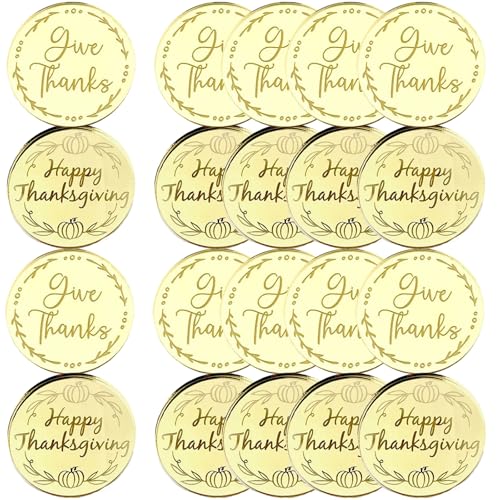 mdgfge Cupcake-Topper "Happy Thanksgiving", goldfarben, Acryl, rund, Spiegelscheibe, Kuchendekoration, für Thanksgiving, Herbst, Backen, Party, Dessert, Zubehör, 20 Stück mdgfge Cupcake-Topper "Happy Thanksgiving", goldfarben, Acryl, rund, Spiegelscheibe, Kuchendekoration, für Thanksgiving, Herbst, Backen, Party, Dessert, Zubehör, 20 Stück von mdgfge