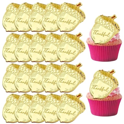 mdgfge Cupcake-Topper aus Acryl, goldfarben, Kastanienform, wiederverwendbare Kuchen-Cupcake-Dekorationen für Thanksgiving, Party, festliche Desserts, Tisch-Backdekoration, 20 Stück mdgfge Cupcake-Topper aus Acryl, goldfarben, Kastanienform, wiederverwendbare Kuchen-Cupcake-Dekorationen für Thanksgiving, Party, festliche Desserts, Tisch-Backdekoration, 20 Stück von mdgfge