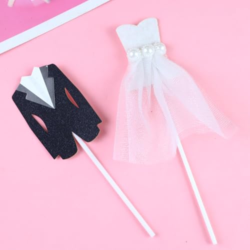 mdgfge Glitzer-Cupcake-Topper für Brautpartys, weißes Tüllkleid, schwarzes Smoking, Hochzeitskleid, Cupcake-Topper, Picks, Kuchendekoration für Brautparty, Hochzeit, zukünftige Braut, Verlobung, Party mdgfge Glitzer-Cupcake-Topper für Brautpartys, weißes Tüllkleid, schwarzes Smoking, Hochzeitskleid, Cupcake-Topper, Picks, Kuchendekoration für Brautparty, Hochzeit, zukünftige Braut, Verlobung, Party von mdgfge