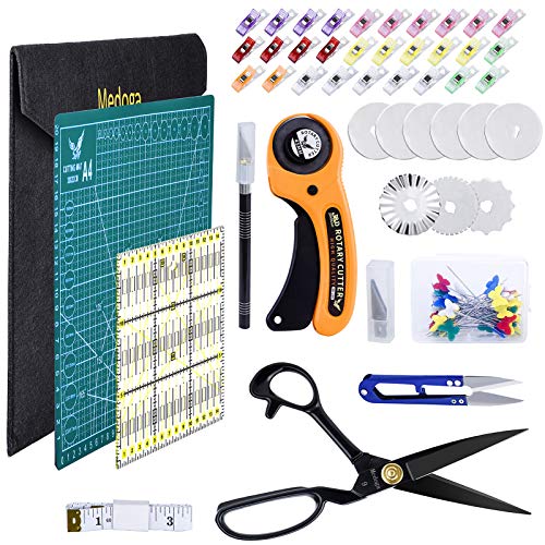medoga 104-teiliges Rollschneider-Set mit Schneidematte, Patchwork-Lineal, Schnitzmesser, Rollschneider-Set zum Nähen und Quilten medoga 104-teiliges Rollschneider-Set mit Schneidematte, Patchwork-Lineal, Schnitzmesser, Rollschneider-Set zum Nähen und Quilten von medoga