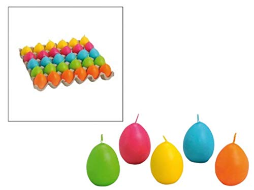 30 Ei Kerzen grün/rosa/gelb/blau/orange 5fach sortiert Höhe 5cm von meindekoartikel