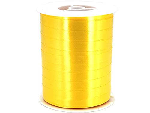 Geschenkband Gelb 250m x 10mm Ringelband Kräuselband (gelb) von meindekoartikel