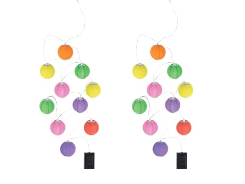 meineWunschleuchte 2er Set Solarbetriebene Outdoor Lichterkette mit 10 bunten Lampions, Länge 3 Meter von meineWunschleuchte