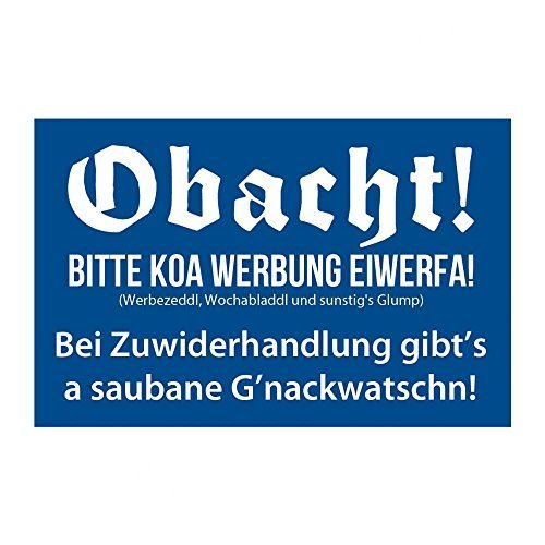 Briefkastenaufkleber"Obacht! Koa Werbung." von meinherzschlag.de