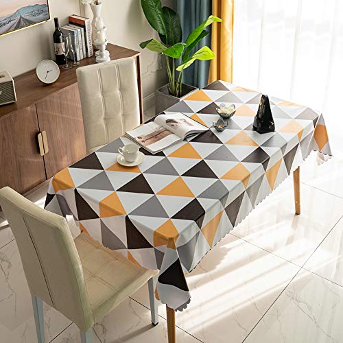 Meioro Tischdecke Wasserdicht Tischdecken,abwischen PVC Rechteckige Tischtuch Tischwäsche Nordischer Stil Triangle Tischdecke Einfachheit Geeignet für Innen- und Außendekoration (Gelb, 120×160cm) von meioro