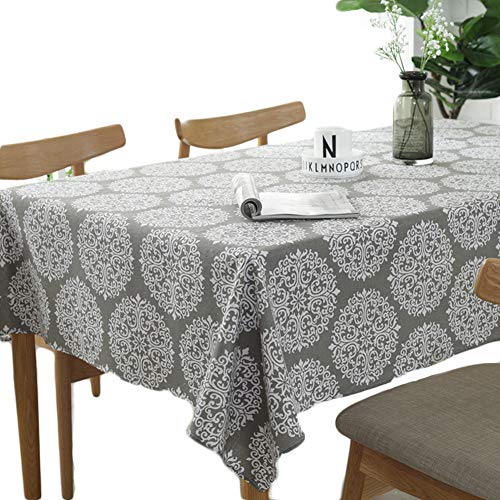 meioro Grey Retro Tischdecke Rechteckige Tischdecken Baumwolle Leinen Tischtuch Geeignet für Home Küche Dekoration Tischtuch Tischwäsche, Verschiedene Größen(140 x 200 cm) von meioro
