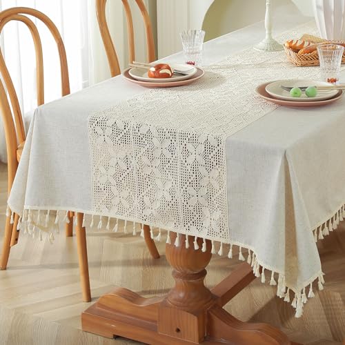 meioro Gehäkelte Tischdecke, 140x200cm Rechteckig Tischdecken, Spitze Boho Tischtuch Modern Beige Hochzeit Tischwäsche, Vintage Tassel Tafeldecke für Küche Essen Drinnen Urlaub Party Tischdeko meioro Gehäkelte Tischdecke, 140x200cm Rechteckig Tischdecken, Spitze Boho Tischtuch Modern Beige Hochzeit Tischwäsche, Vintage Tassel Tafeldecke für Küche Essen Drinnen Urlaub Party Tischdeko von meioro