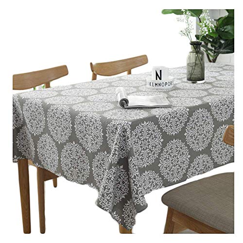 meioro Grey Retro Tischdecke Rechteckige Tischdecken Baumwolle Leinen Tischtuch Geeignet für Home Küche Dekoration Tischtuch Tischwäsche, Verschiedene Größen(140 x 140 cm) von meioro